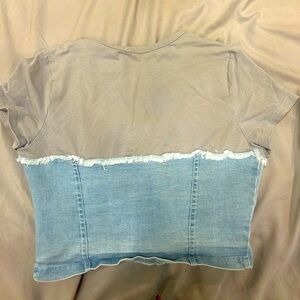 CUTE CROPPED BUSTIER HALF DENIM TOP